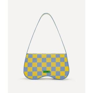 JW PEI Becci Recycled Shoulder Bag Blue Yellow Checkered Vegan Crossbody Purse